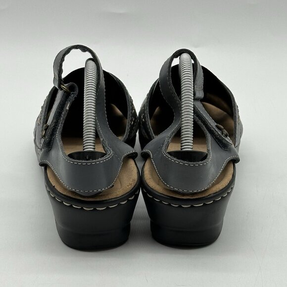 Clarks Collection Laurieann Blue Studded Ankle Strap Sandals Women's Size 10W - Picture 5 of 10